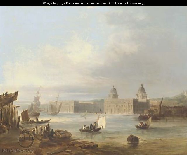 The Royal Naval College, Greenwich, from the Thames, the Royal Observatory beyond - Edward Pritchett