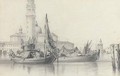 Fishing craft on the Lagoon, Venice, before San Giorgio Maggiore - Edward William Cooke
