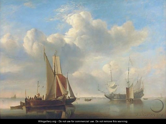 A wijdschip and a kaag under sail in a very light air - Edward William Cooke