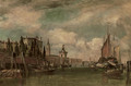A view across the Canale della Giudecca towards Porto Franco and the Dogana, Venice - Edward William Cooke