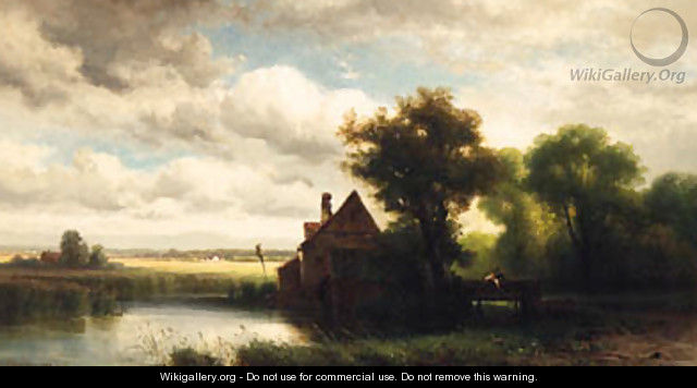 Children Fishing By A Mill - Edward Charles Williams