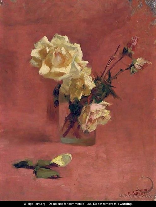 Yellow Roses in a Glass Vase - Edward Henry Potthast