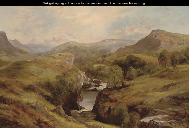 A river winding through an extensive landscape - Edward Henry Holder