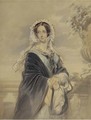 Portrait of Queen Victoria, three-quarter-length, standing on the terrace at Osborne House, carrying her son Alfred Ernest Albert - Edmund Havell Jnr.