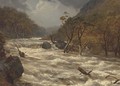 The Lludwy in full spate, North Wales - Edmund Gill