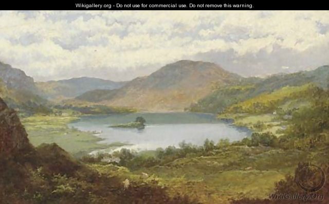 Sheep grazing in a mountainous lake landscape - Edmund Hughes