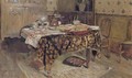 La table mise, rue Truffaut - Edouard (Jean-Edouard) Vuillard