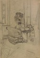 L'interieur (Lucy Hessel dans la chambre du jardin) - Edouard (Jean-Edouard) Vuillard