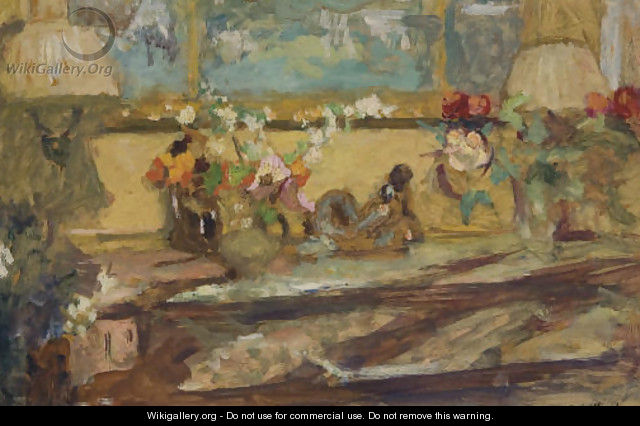 Fleurs sur une console - Edouard (Jean-Edouard) Vuillard