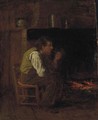 Maine Interior--Man with Pipe - Eastman Johnson