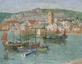 Fishing vessels moored in a Cornish harbour - Edith Mary Garner