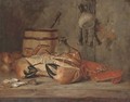 Crab, lobster and oysters with fish hanging to the side - Edward La Trobe Bateman
