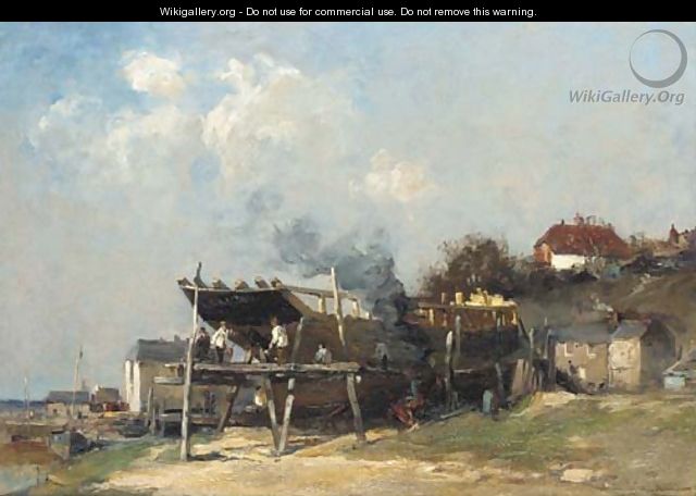 On the stocks - boatbuilding at Rye - Edward Aubrey Hunt