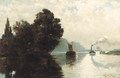 Barges on a river - Edward Aubrey Hunt