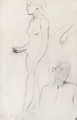 A nude Study for the Figure of Semiramis and futher Studies for her Hand and the Head and Shoulders of an Attendant - Edgar Degas