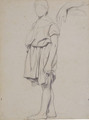 A draped figure in profile to the left, and a study of an arm - Edgar Degas