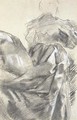 Femme vue de dos, etude de drape de la traine de sa robe - Edgar Degas