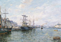 Ships in a Port - Edmond Marie Petitjean