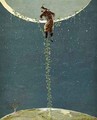 Baron Munchausen climbs up to the moon by way of a Turkey bean plant - Alphonse Adolphe Bichard