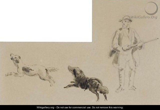 A Sportsman With His Two Retrievers - David Cox