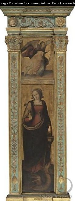 Saint Margaret And The Angel Of The Annunciation Paintings From A Polyptych - Neapolitan School