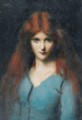 Portrait D'Une Jeune Fille En Robe Turquoise - Jean-Jacques Henner