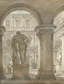 View Of The Farnese Hercules In The Portico Of The Courtyard Of The Farnese Palace, Rome - Giacomo Quarenghi