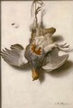 A trompe l'oeil of an English partridge suspended from a nail - Jacobus Biltius