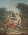 A Bacchante Playing With Two Putti - (after) Jean-Baptiste Huet I