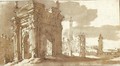 A Roman Fantasy With Ancient Buildings Including A Triumphal Arch - Jacob Van Der Ulft