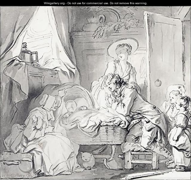 Scene familiale dite la visite a la nouricce - Jean-Honore Fragonard