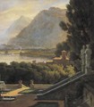 View Of The Gardens Of A Lakeside Villa - French School