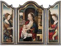 A Triptych - Central Panel The Virgin And Child - Left Wing Saint Catherine - Right Wing Saint Barbara - Antwerp School