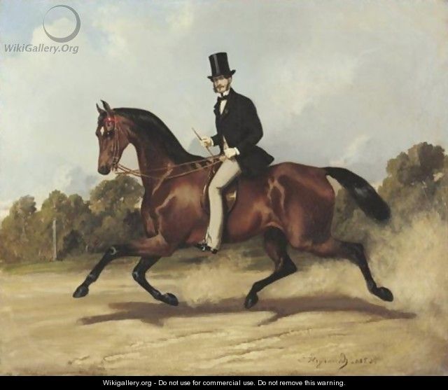 La Promenade A Cheval louis-Robert Heyrault Or Heyrauld, 19th Century French School Riding A Horse - Louis Robert Heyrault