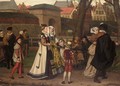 A Medieval Street Scene - Franz Kaspar Huibrecht Vinck