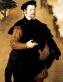 Portrait Of A Gentleman, Three-Quarter Length, Wearing An Elaborately Embroidered Doublet And A Fur-Trimmed Black Cape - (after) Lambert Sustris