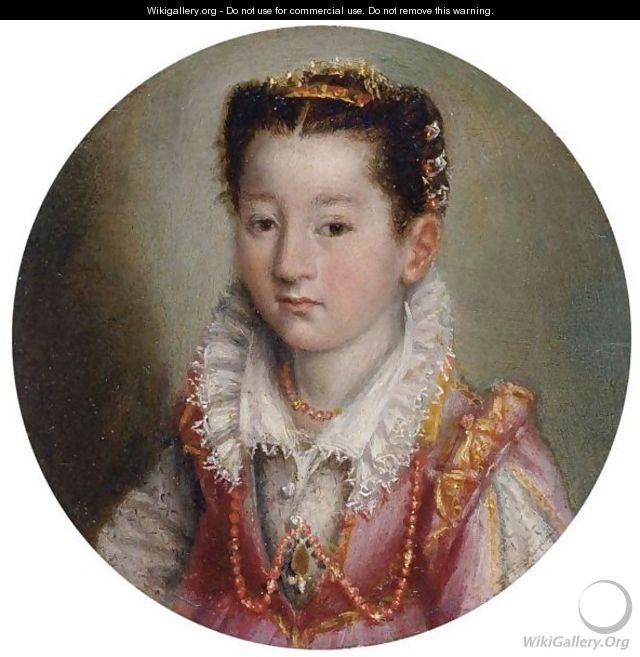 Portrait Of A Girl, In A Pink Embroidered Dress, Wearing A Coral Necklace - Lavinia Fontana
