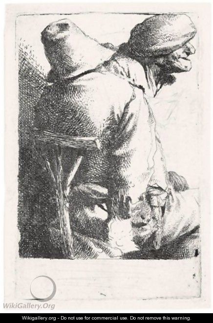 The Sitting Peasant With His Wife - Cornelis (Pietersz.) Bega