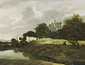 A Wooded Landscape With A Small River In The Foreground And Ruins Nearby, A View Of A Castle Beyond - Jan van Kessel