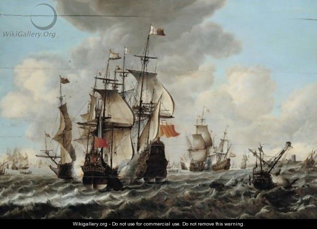 A Naval Engagement Between Dutch And English Ships - Jan Feytsz De Vries