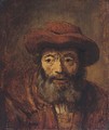 Portrait Of A Bearded Man, Head And Shoulders, Wearing A Brown Hat - (after) Harmenszoon Van Rijn Rembrandt