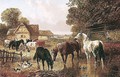 Horses And Cattle In A Farmyard 2 - John Frederick Herring, Jnr.