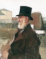 Portrait Of An Old Man Wearing A Top Hat - English School