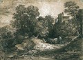 Wooded Landscape With Herdsman And Cattle, A Building Beyond To The Right - Thomas Gainsborough
