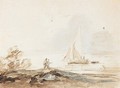 Lake Scene With Figures And Sailing Ship - Thomas Gainsborough