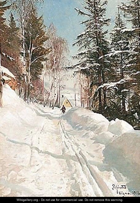Snedaekket Sti I Skoven (Snowy Pathway In The Woods) - Peder Monsted