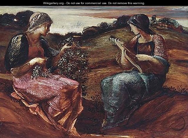 Two Seated Female Figures, In A Landscape - Sir Edward Coley Burne-Jones