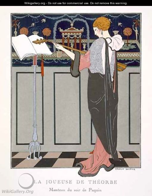 The Theorbo Player, design for an evening coat by Paquin - Georges Barbier