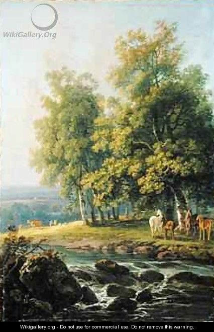 Horses and Cattle by a River - George Barret