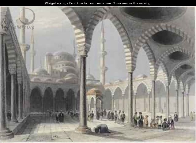 The Court of the Mosque of Sultan Achmet, Istanbul - (after) Bartlett, William Henry